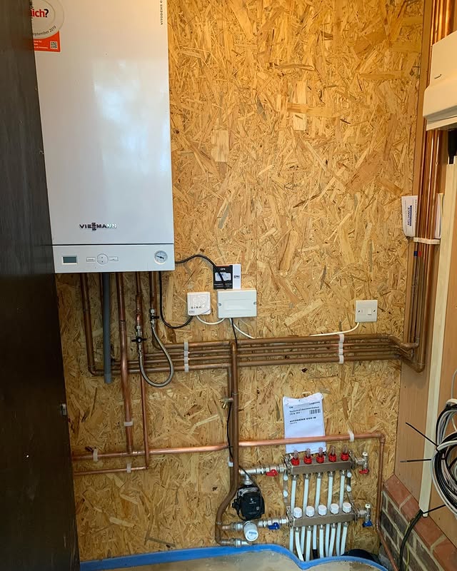 Boiler and underfloor heating manifold in a new build